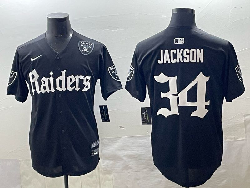 Men 2025 Oakland Raiders 34 Jackson black 6th generation Joint Name Nike Limited NFL Jersey style 09